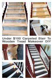 Under 100 Dollar Staircase Makeover Carpet To Wood Treads Tutorial Diy Staircase Staircase Makeover Stairs Makeover