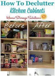 Go through your cleaning cloths, dishcloths and dishtowels to relegate any stained or torn ones to the rag pile. How To Declutter Kitchen Cabinets