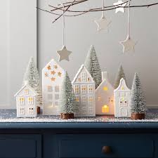 Christmas House Ceramic Tea Light Holders 3 Pack Hobbycraft Christmas House Easy Christmas Decorations Christmas Decor Diy