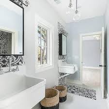 Convinced a white bathroom backsplash is a total bore? Bathroom Black And White Cement Tile Backsplash Design Ideas