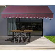 Aleko Motorized Retractable Black Frame Patio Awning 20 X 10 Feet Burgundy Patio Awning Patio Canopy Aleko
