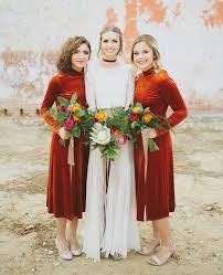 The Best Bridesmaid Looks Our 10 Favorite Bridesmaid Trends This Year Orange Bridesmaid Dresses Velvet Bridesmaid Dresses Bridesmaid