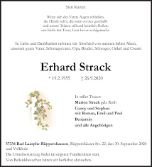 Traueranzeigen von Erhard Strack