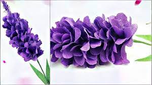Lavender Paper Flower Making With Crepe Paper Tutorial Diy Paper Crafts Realistic Paper Flowers You Lavender Paper Flowers Paper Flowers Diy Paper Lavender