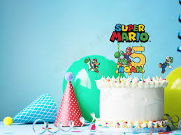 Super mario | mario kart personalised edible birthday cake topper 7.5 round. Customized Personalized Name Age Super Bros Yoshi Dinosaur Cake Topper Kids Birthday Party Decoration Cake Topper Party Diy Decorations Aliexpress
