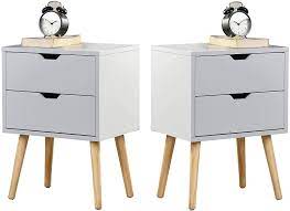 Offering both functionality and style, bedside tables enhance the design of your bedroom whilst adding storage. Buy Sweetgo End Side Table Nightstand With Storage Drawer Fashion Modern Assemble Storage Cabinet Bedroom Bedside Solid Wood Legs Living Room Bedroom Furniture Double Drawer Nightstand Set Of 2 White Online In Indonesia B08hcgzyg4