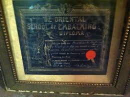 Oriental Embalming School Diploma Matthias Hoffmann Hoffmann Schneider Funeral Home Dubuque Iowa Dubuque Funeral Embalmi Funeral Home Post Mortem Funeral