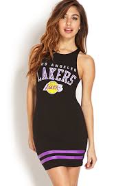 Browse los angeles lakers jerseys, shirts and lakers clothing. Forever 21 Los Angeles Lakers Dress In Black Purple Purple Lyst