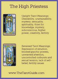 The High Priestess Tarot Flashcard Upright And Reversed Meaning By The Tarot Guide Major Arcana Free Tarot Reading Reincarn Tarot Guide Tarot Meanings Tarot