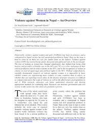 Pdf Violence Against Women In Nepal