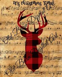 Primitive Digital Art Plaid Deer Christmas Song Page Etsy Digital Art Art Candle Logo