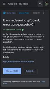 Check spelling or type a new query. Play Store Gift Card Redemption Error Prs Pgcsefc 01 Why It Happens