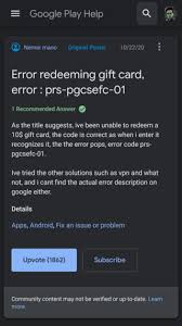 Maybe you would like to learn more about one of these? Play Store Gift Card Redemption Error Prs Pgcsefc 01 Why It Happens