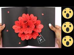 For a standard a2 card (vertical): Pop Up Flower Card 3d Card Pop Up Card Diy Youtube Flower Cards Birthday Cards Diy Pop Out Cards