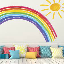 Rainbow And Sunshine Wall Decal Diy Home Decor Easy Retro Home Decor Kid Room Decor