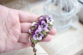 Purple Pansy Bracelet Viola Flower Jewelry Pansy Flowers Etsy Purple Pansy Flower Jewellery Viola Flower