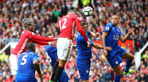 Anthony martial of manchester united is tackled by wes morgan of leicester city leading to a penalty. Manchester United 4 1 Leicester City Wayne Rooney Watches On As Paul Pogba Inspires Demolition Goal Com
