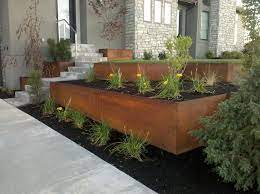 Corten Steel For Retaining Walls Modern Landscaping Modern Landscape Design Front Yard Front Yard Landscaping Design