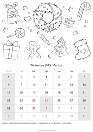 Calendario Diciembre 2019 Para Imprimir Mexico