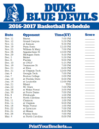 The duke basketball schedule with dates, opponents, and links to tickets for the 2020 preseason and regular season. Duke Blue Devils 2016 2017 College Basketball Schedule Basketball Schedule Game Day Quotes College Basketball Schedule