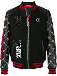 Philipp Plein Scarface Bomber Jacket Farfetch Designer Jackets For Men Leather Jacket Men Bomber Jacket