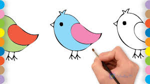 Cartoon Bird Drawing For Kids With Colour Kids Coloring Page How To Draw Bird Learn Colors From Drawing Book Learning Colors Coloring For Kids Coloring Pages For Kids