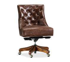 Sauder boulevard café metal lounge chair camel finish. Hayes Tufted Leather Swivel Desk Chair Pottery Barn