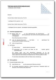 Kennt jemand eine &lpar;möglichst kostenlose&rpar; Trennungsvereinbarung Eheleute Ohne Kinder De Vertrag Download