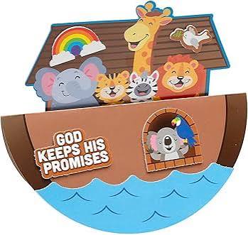 Amazon.com: Fun Express Noah's Ark Rocking Paper Plate Craft Kit, 10" x 7 3/4" | Makes 12 : Toys & Games