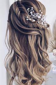 33 Stylish Wedding Hairstyles With Hair Down Wedding Hair Half Half Up Wedding Hair Bridal Hair Half Up