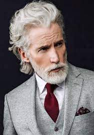 Aiden Brady Born In 1966 United Kingdom Grey Hair Men Long Hair Styles Men Older Mens Hairstyles
