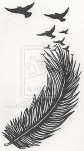 Feather With Birds Flying Away Tattoo Tattoo I Want To Get Small Bird Tattoo Bird Outline Tattoo Birds Tattoo