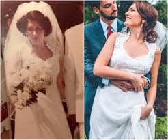Tiktok user and bridal knitwear the dress was also embellished with small, red tomatoes, to fit the wedding's theme. Photos Brides Who Rewore Their Mom Or Grandma S Wedding Dresses