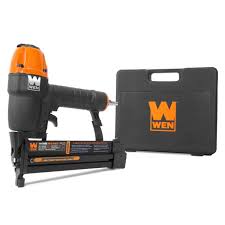 This is a nail gun that uses compressed air to drive a brad nail into a wood surface. Wen 18 Gauge 2 In 1 Pneumatic 2 Inch Brad Nailer And 1 4 Inch Crown Stapler Walmart Com Walmart Com