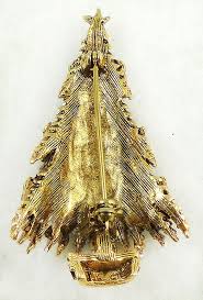 Art White Candle Christmas Tree Brooch Garden Party Collection Vintage Jewelry