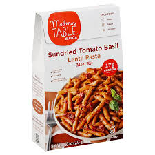 Track calories, carbs, fat, sodium, sugar & 14 other nutrients. Modern Table Meals Sundried Tomato Basil Lentil Pasta Shop Pantry Meals At H E B