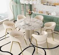 Lot de 6 chaises de salle à manger modernes en velours blanc ...