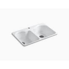 Kohler kitchen sink is a clean, versatile design to complement any decoration. Kohler 5818 1 Hartland 33 Double Basin Top Mount Enameled Cast Iron Kitchen Sink 5818 1 0 5818 1 47 5818 1 7
