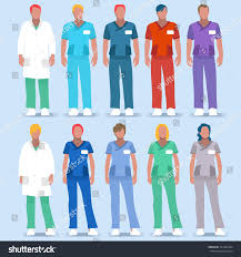 Clinic Doctor Nurse Scrub Physician Physiotherapist Medical Team Character Healthcare Color Code Uniform Day Hospi Scrubs Nursing Scrubs Medical Illustration