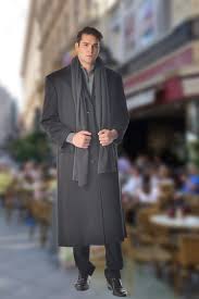 Mens Full Length Overcoat In Pure Cashmere In Portly Size