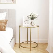 Glass side table with rose gold metal legs. Rose Gold Accent Table Wayfair