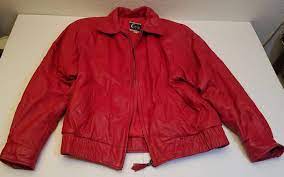 Retro Vintage Global Identity G Iii Red Leather Coat Bomber Jacket Ladies Size M Cool Estate Collectible Wome Bomber Jacket Women Red Leather Coat Leather Coat