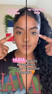 Seeing is believing! Complimentary from Huda Beauty @hudabeauty @sephora 🥰  Left side rocking #fauxfilter color corrector/ Papaya🧡 Right side,  concealer only! 💫Which side wins?🤔, 🧡, ✨, 🧡, ✨, 🧡, ✨, 🧡, ...
