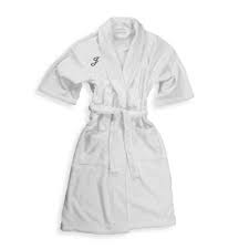 monogrammed 100 cotton letter j bathrobe in white bed bath beyond monogram bathrobe personalized robe