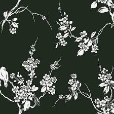 You can install this wallpaper on. Ss2589 L Black White Imperial Floral Blossoms Branch Prepasted Wallpaper
