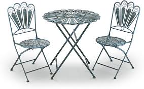 10 best bistro table sets of november 2020. Amazon Com Alpine Corporation Indoor Outdoor 3 Piece Peacock Feather Rustic Metal Bistro Set Patio Seating Light Blue Garden Outdoor