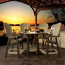 Evoke some european style with a metal bistro set made specifically for the outdoors. Poly Lumber Polywood Outdoor Bar Height Sets