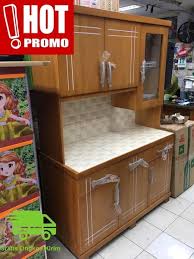 Kemasan pintu yang dibuat daripada kayu asli nyatoh. Jual Promo Lemari Dapur Lemari Sayur Rak Piring Kayu Minimalis 3 Pintu Terlaris Di Lapak Bueok Bukalapak