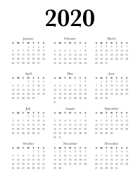 5x7 Printable Black And White Calendar 2020 A Nice Little Calendar Is Made For And Placed On A Desk Or Study Because It Takes Up Space Areas For Other In 2020 Yearly Calendar Calendar Printables Calendar 2020