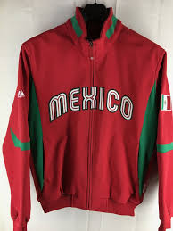 Mens Mexico Baseball Majestic Thermabase Red Full Zip Jacket